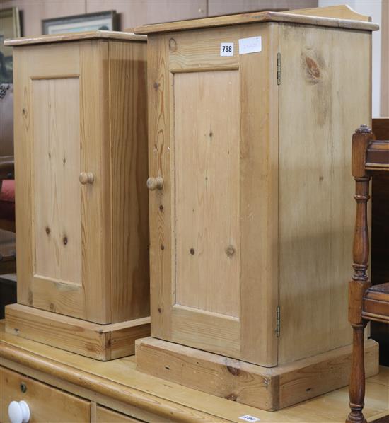 A pair of pine bedside cabinets, H.67cm